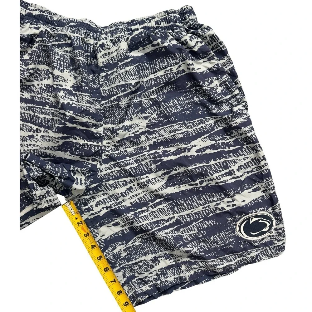 Nike Penn State Nittany Lions AOP Woven Shorts Men Navy White Swim Trunks Size L